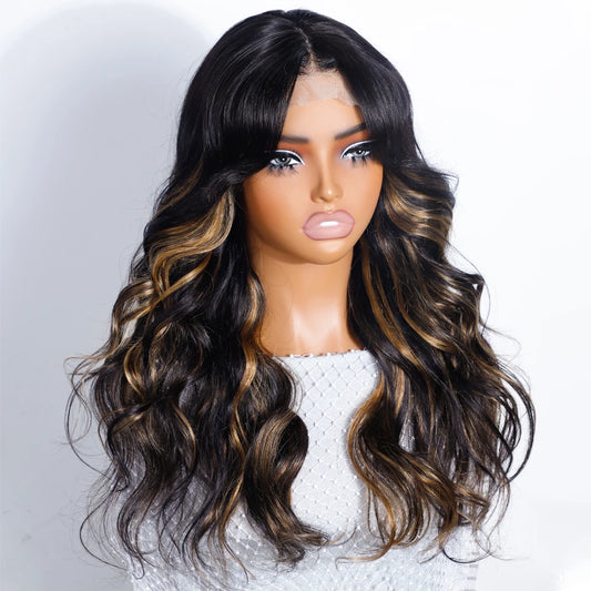 1B/27 Highlight Ombre Body Wave Lace Front Wig | 180% Density Honey Blonde Human Hair with Transparent Lace for Black Women Luxegan