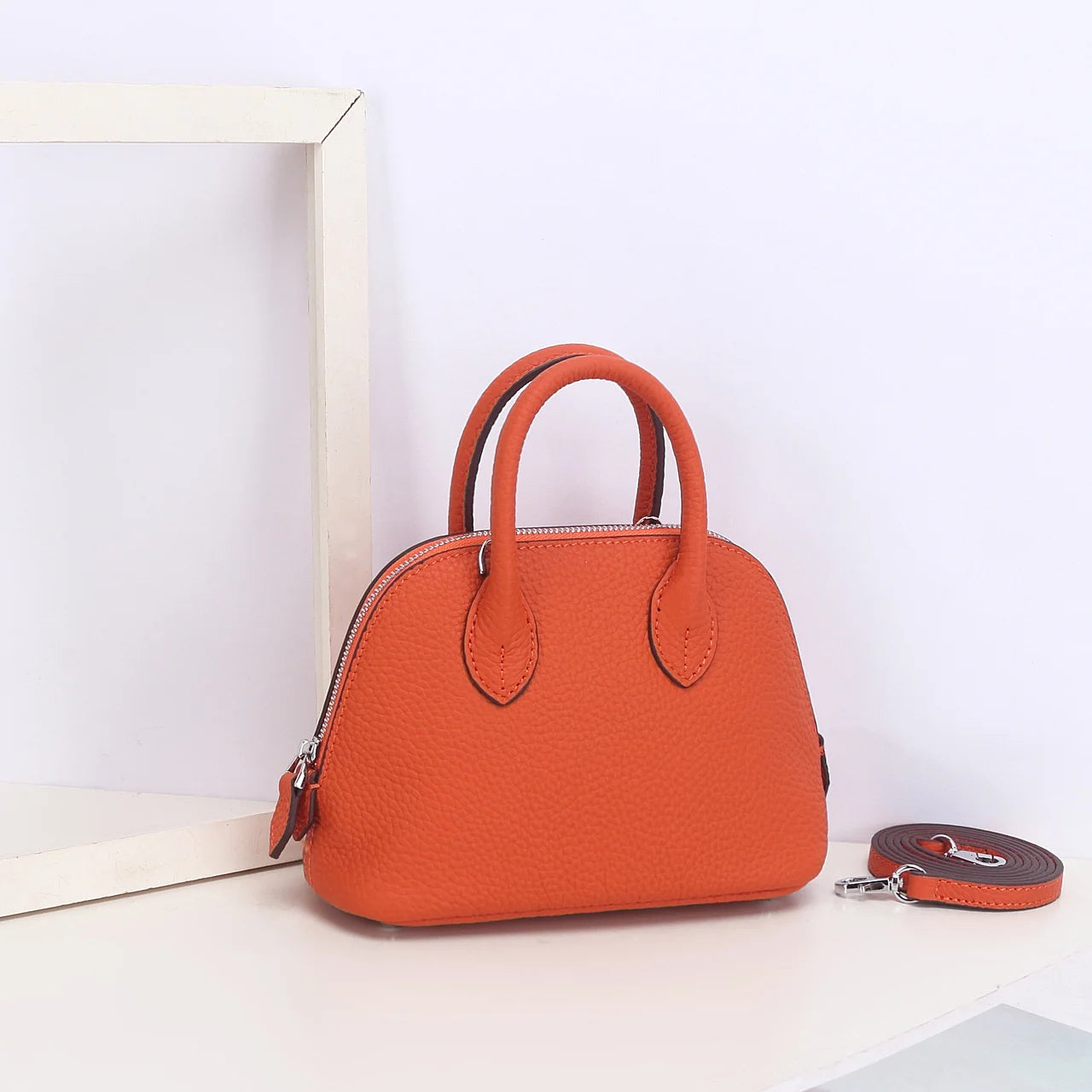 Shell Bag Women's Messenger Bag | Cow Leather Simple Shoulder Bag & Fashion Ladies Classic Handbag (Small Mobile Phone Crossbody Bag) Luxegan