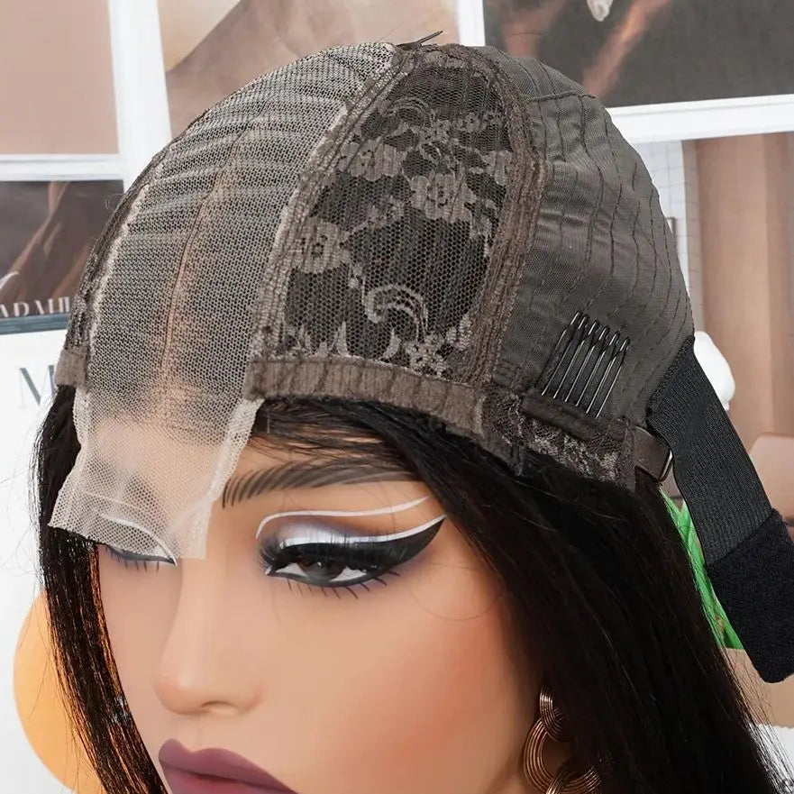 2x6 Kim K Deep Middle Part Straight Wig | Glueless Transparent Lace Closure 100% Human Hair Luxegan