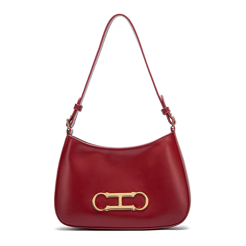 Women’s New Simple Baguette Handbag | Minimalist Mini Shoulder Bag | PU Leather Underarm Purse with Secure Zipper Closure | Trendy Everyday Small Tote Luxegan