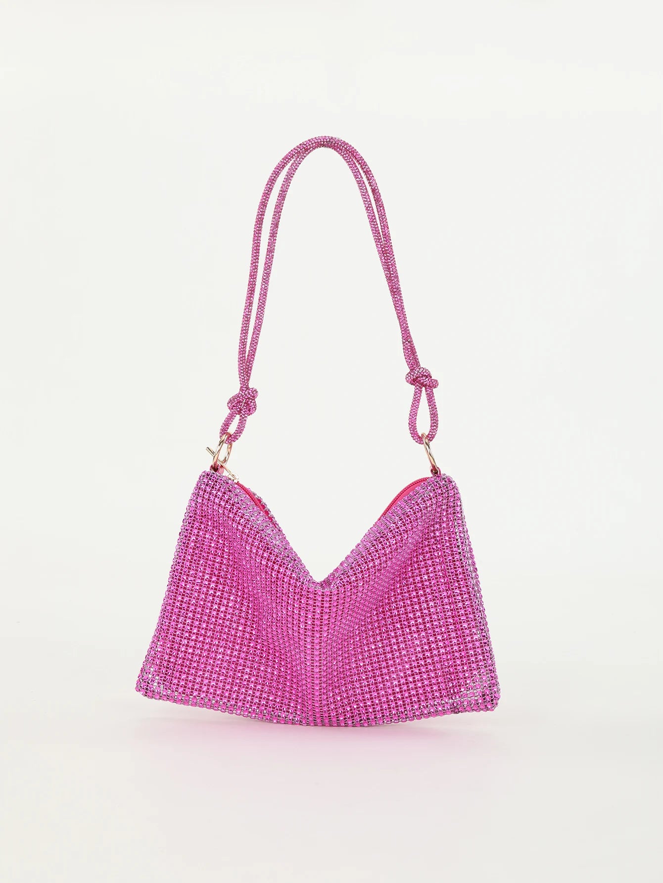 Shiny Rhinestone Woman Handbags | Underarm Crescent Evening Bag for Weddings, Parties & Gatherings (Sparkling Half Moon Purse) Luxegan