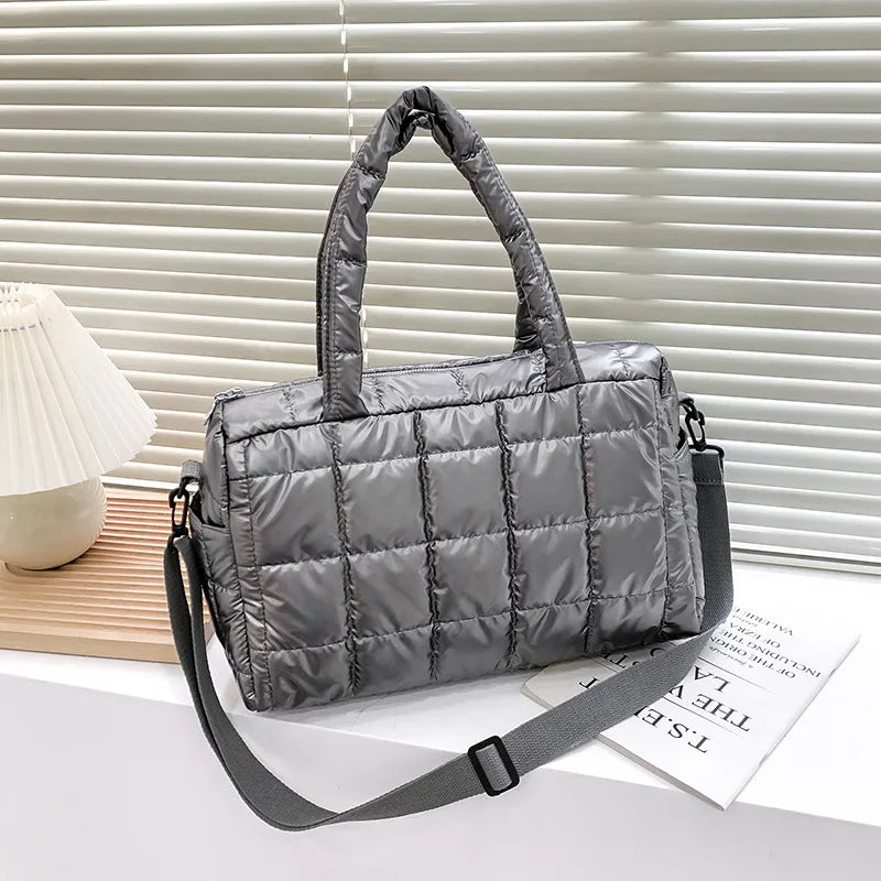 Luxury Space Padded Cotton Handbag | Big Capacity Shoulder Bag & Waterproof Nylon Bag (Travel Down Crossbody Bag Purse Bolsa) Luxegan