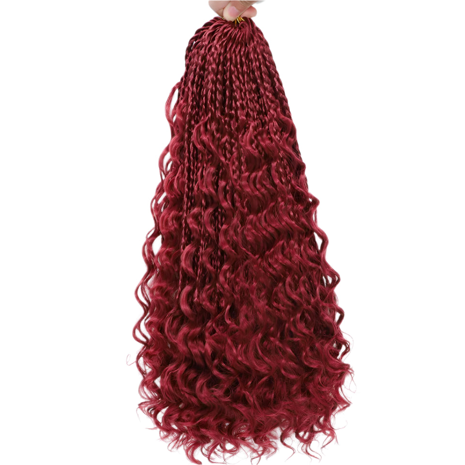 Ombre Goddess Box Braids Crochet Hair with Curly Ends | 14 Inch | 1-6 Packs Luxegan