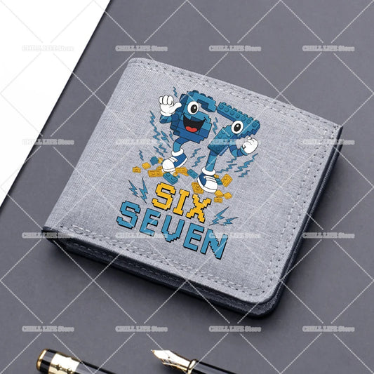 Anime "Six Seven" Brainrot Canvas Wallet | Sophisticated "Multi-Card Slot" Silhouette | High-End Boys Folding Billfold & Card Holder | "Dignified" High-Performance Short Coin Purse for Radiant Versatile Styling Luxegan