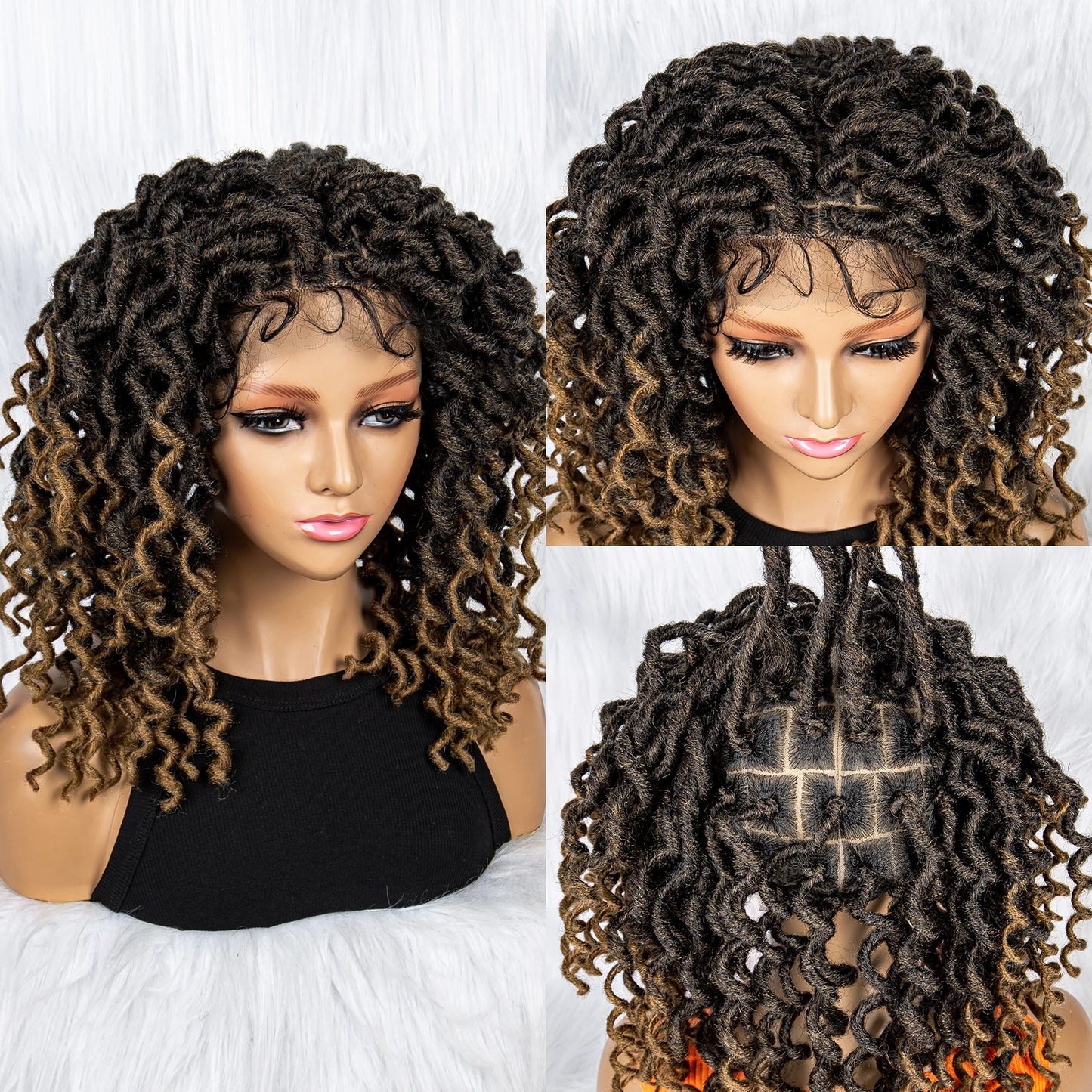 16" Synthetic Dreadlocks Braided Wig | Full Lace Crochet Style Luxegan