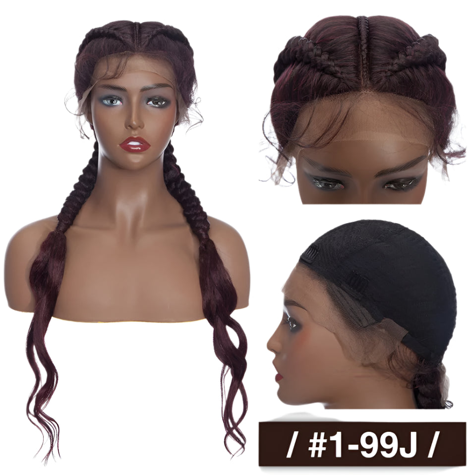 26" Dutch Braids Lace Front Wig | My-Lady Cornrow Afro Wig | Synthetic African Braided Wig | Wavy Texture