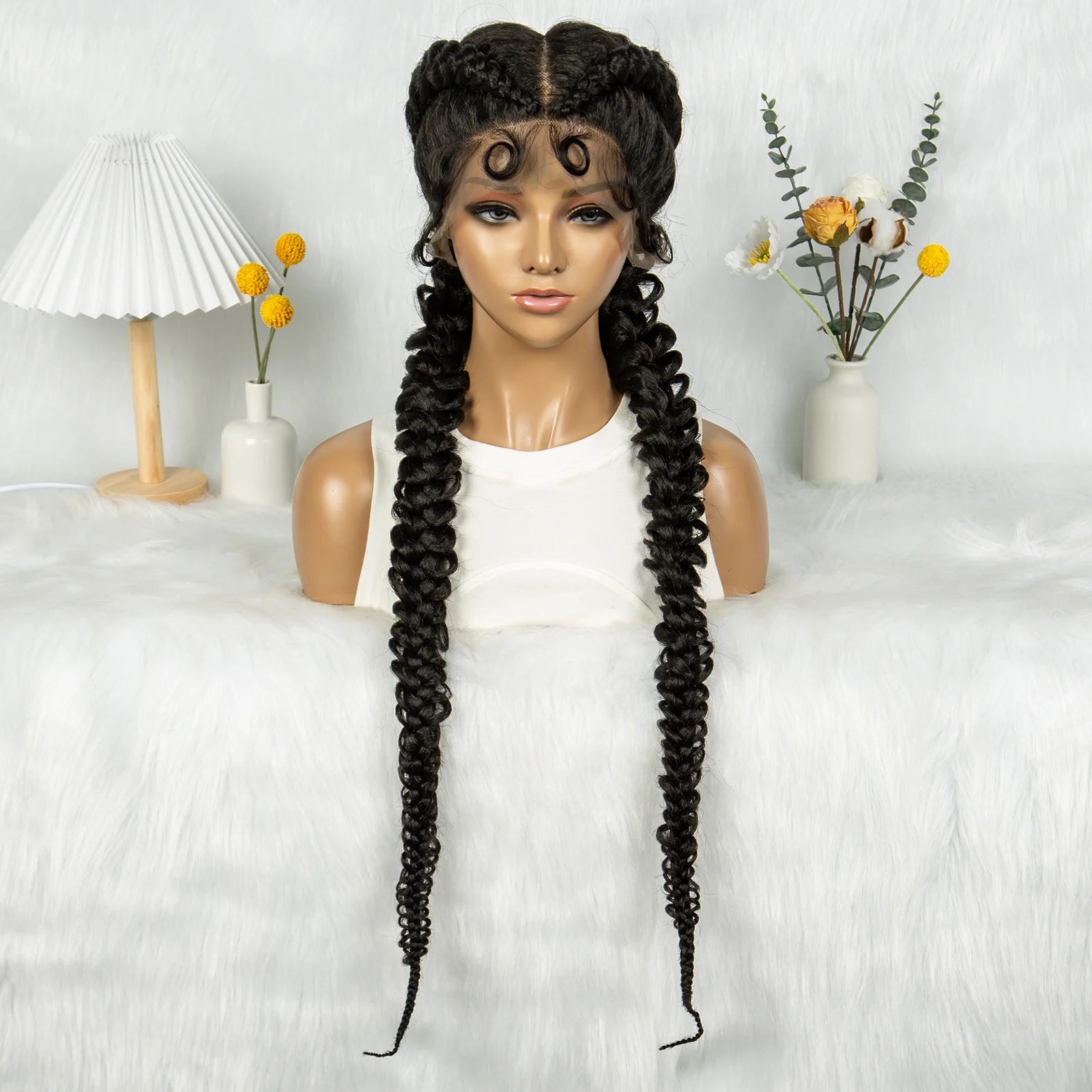 36" Twisted Braids Lace Front Wig | 13x1 | Senegalese Twist | Baby Hair | Handmade Synthetic Braids Luxegan