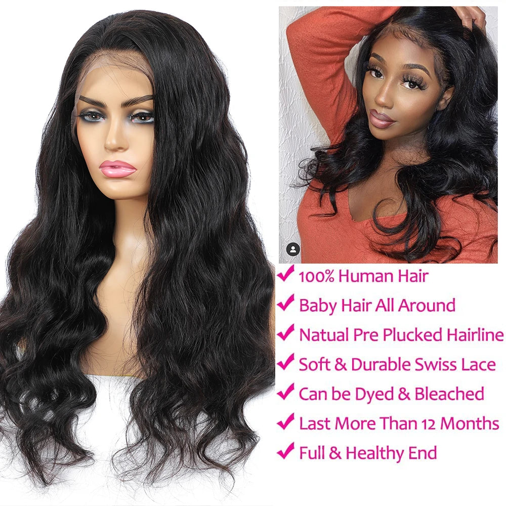 200% Density 13x4 Body Wave HD Transparent Lace Front Wig | Glueless Pre-Plucked Human Hair Luxegan
