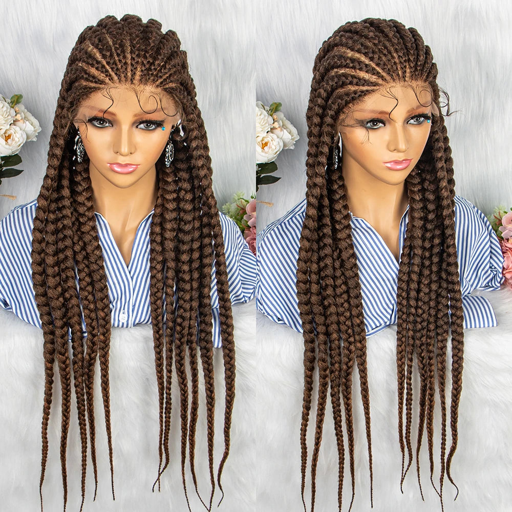 36" Box Braids Full Lace Wig | Baby Hair | Heat Resistant Synthetic Braids | Black Women Luxegan