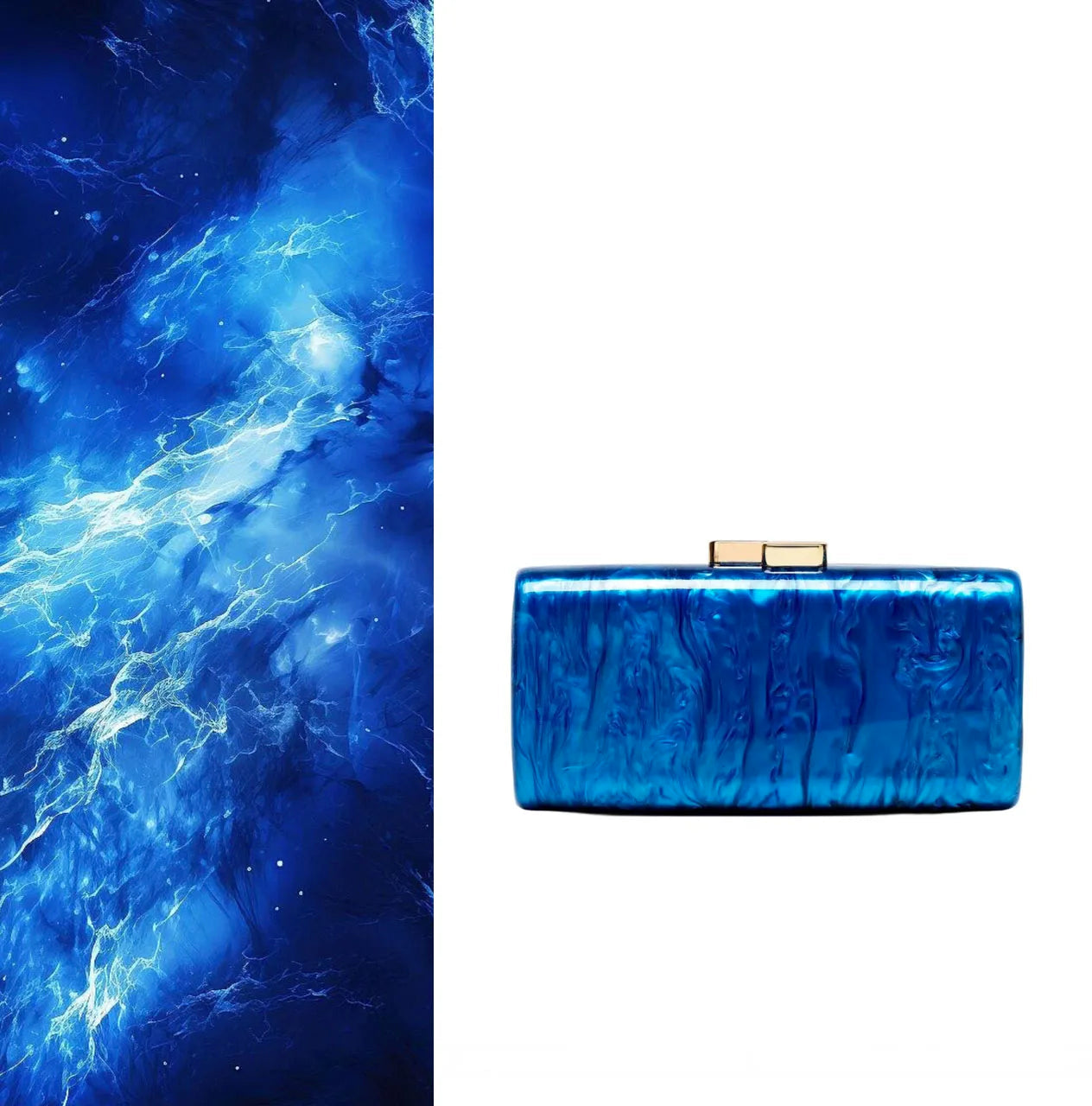 New Hot Sale Acrylic Shell-Shaped Clutch Bag | Women's Designer Evening Party Purse & Cute Birthday Gift (Blue Shoulder Bag) Luxegan