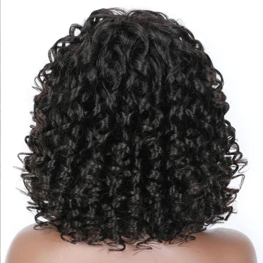 Short Bouncy Curly Bob Wig with Bangs | Glueless Human Hair Wig | Brazilian Remy Hair