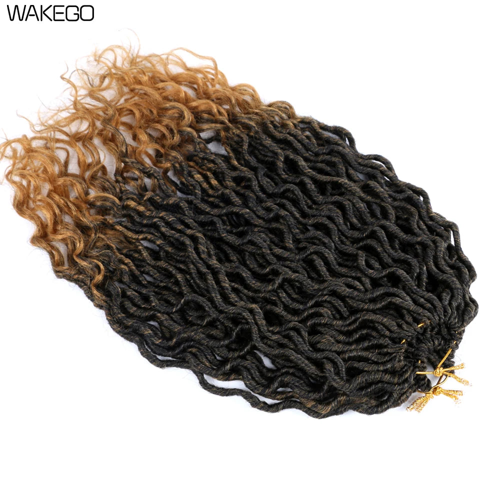 Goddess Faux Locs Crochet Hair | 18" Soft Curly Braids | Ombre Dreadlocks Extensions | 24 Strands/Pack Luxegan