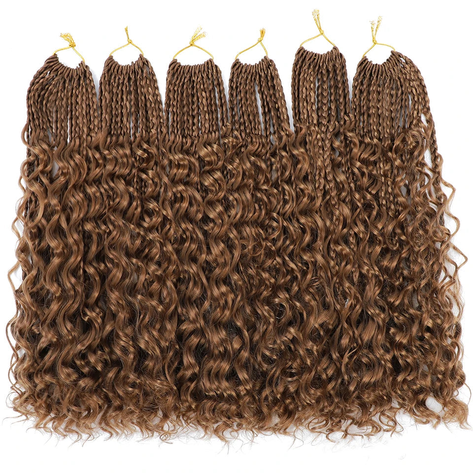 Ombre Goddess Box Braids Crochet Hair with Curly Ends | 14 Inch | 1-6 Packs Luxegan