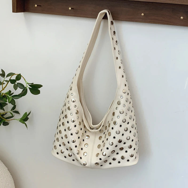Women's Large Capacity Underarm Shoulder Bag | Trendy Thread-Patterned Casual Handbag | Premium TPU Versatile Crossbody Purse | Soft Bucket Tote with Dual Straps and Nylon Lining Luxegan