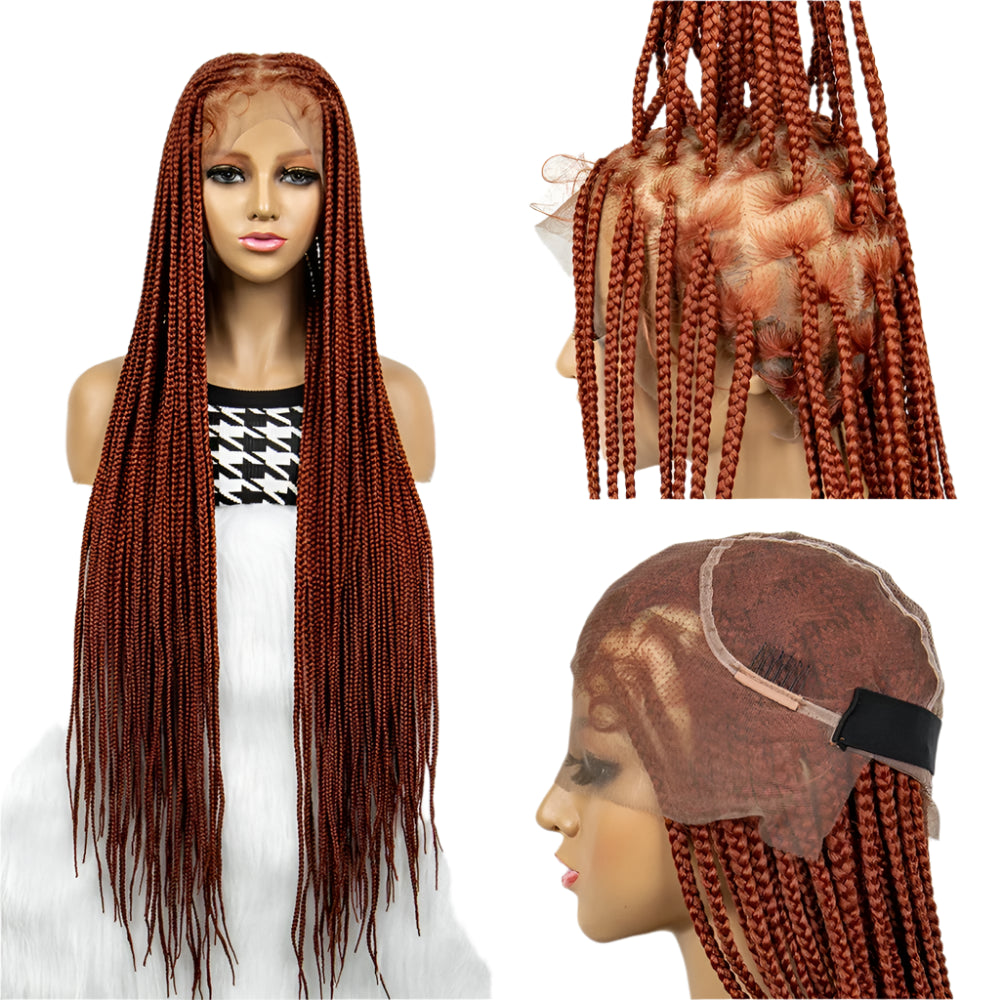 HD Full Lace Knotless Box & Cornrow Braided Wig | Transparent Lace | Synthetic Crochet Braids for Black Women Luxegan