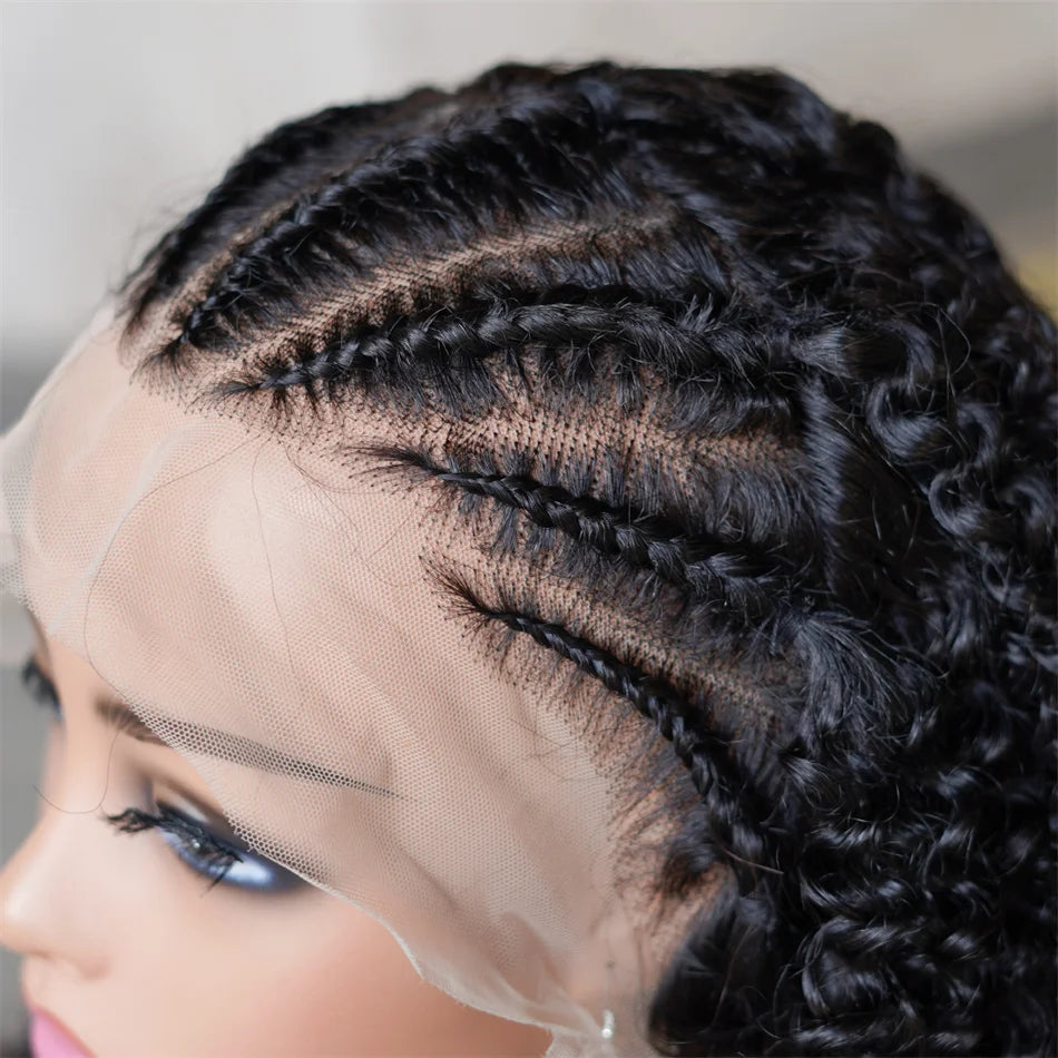 16" Human Hair Bob Braid Wig | Afro Kinky Curly | 250% Density | Remy Hair | Lace Front Luxegan