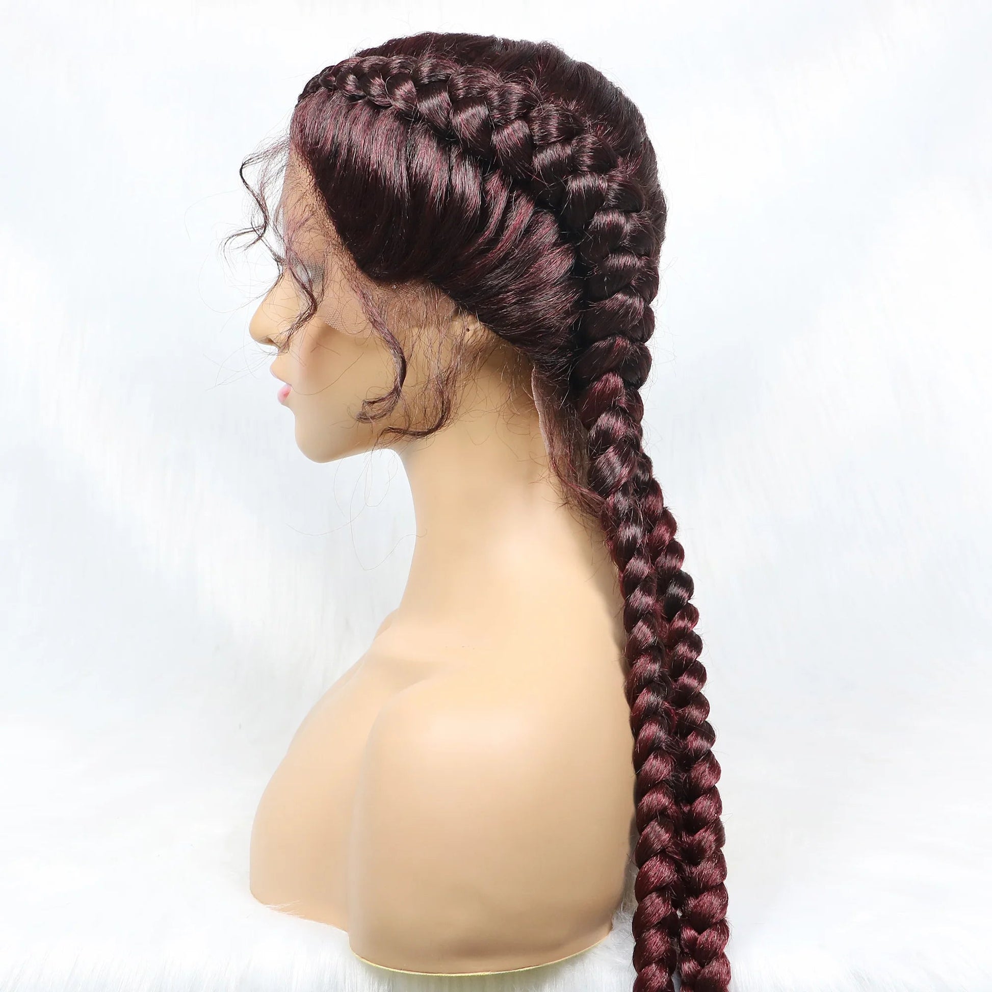 Handmade Double Dutch Cornrow Braided Wig | Natural Black Lace Front | Baby Hair | Kanekalon Synthetic Wig for Women Luxegan