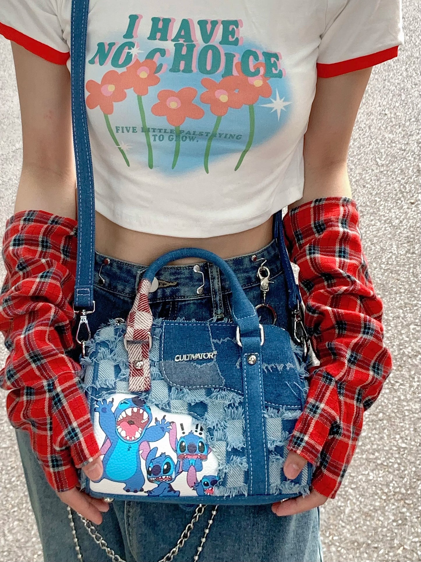 Disney New Cartoon Stitch Denim Shoulder Bag | Hole Splicing Crossbody Bag & Portable Pillow Bag (Casual Tote for Women) Luxegan