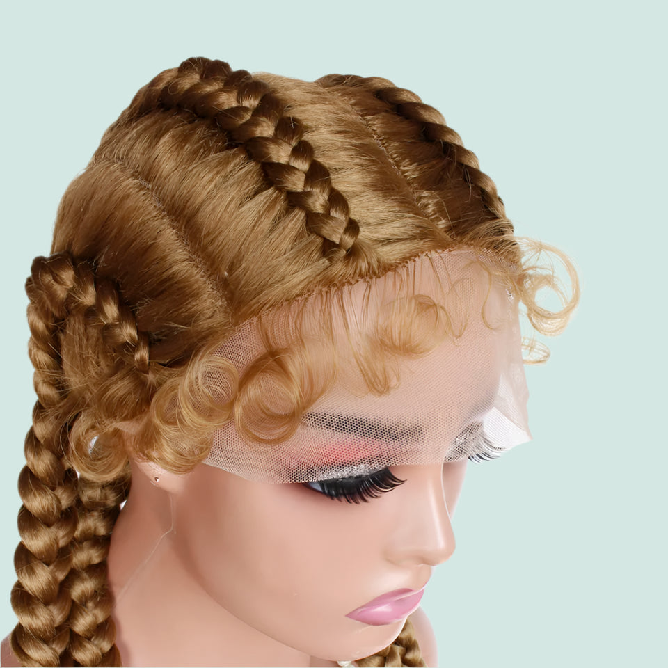 99J Burgundy Box Braids Wig | 360 Lace Braided Wig | 4 Braids | Synthetic Hair