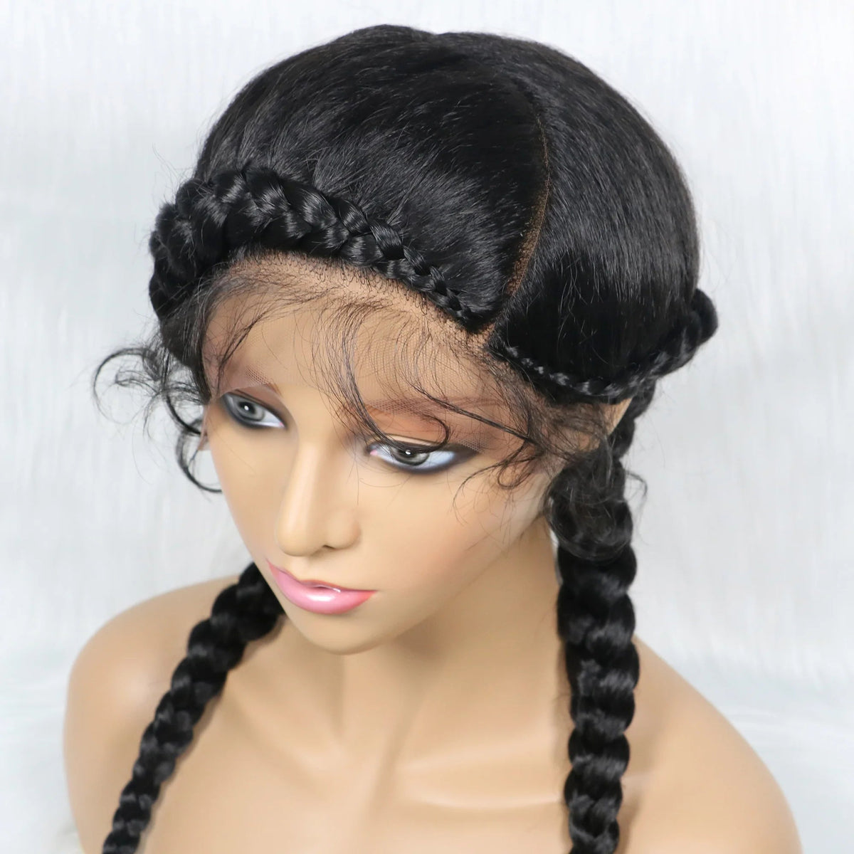 24" Dutch Cornrow Box Braid Wig | Lace Front Synthetic Wig with Baby Hair | Afro Wig for Black Women | High-Temp Fiber Luxegan
