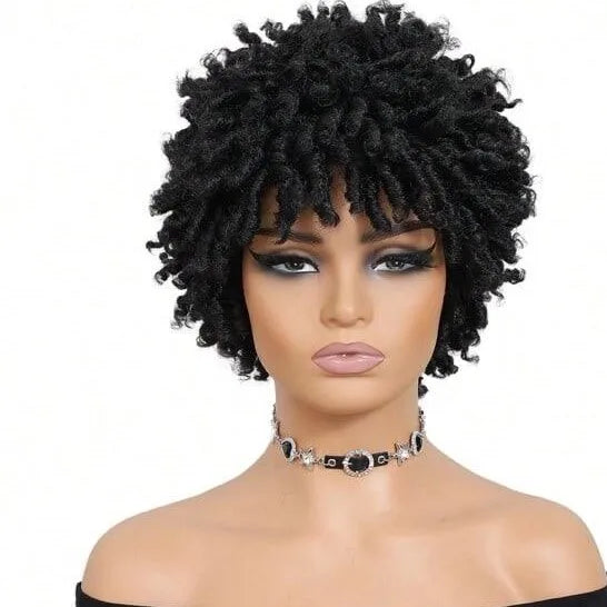 Short Afro Faux Dreads Wig | Heat Resistant Synthetic Braids | Unisex Wig for Black Women & Men - Luxegan