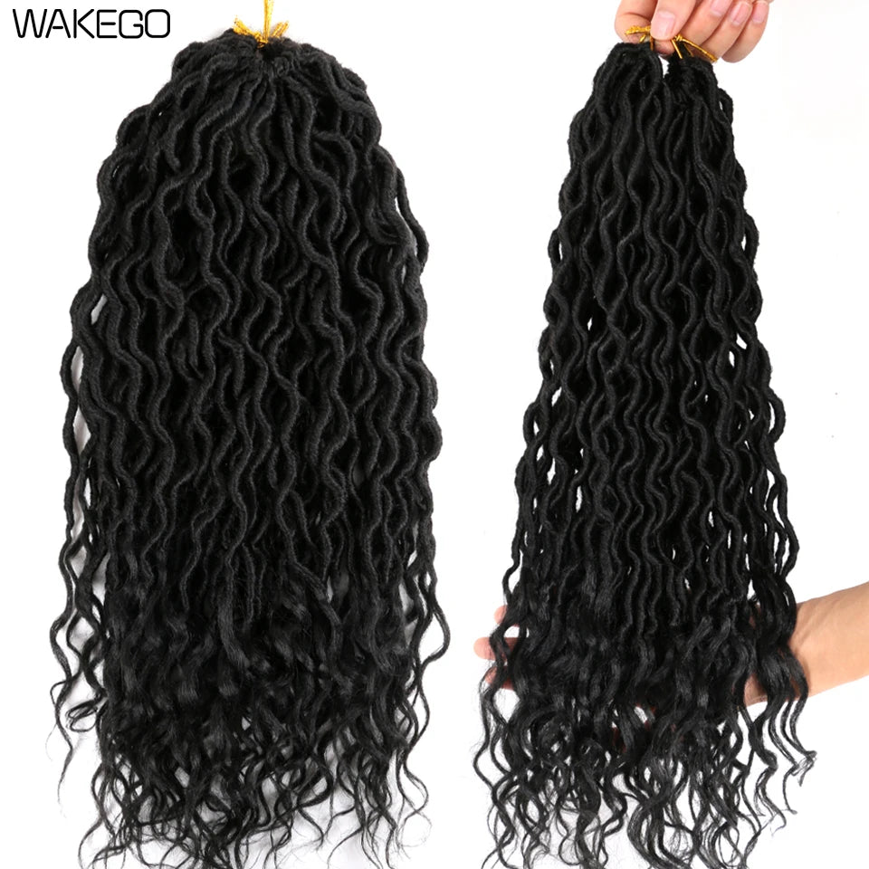 Goddess Faux Locs Crochet Hair | 18" Soft Curly Braids | Ombre Dreadlocks Extensions | 24 Strands/Pack Luxegan