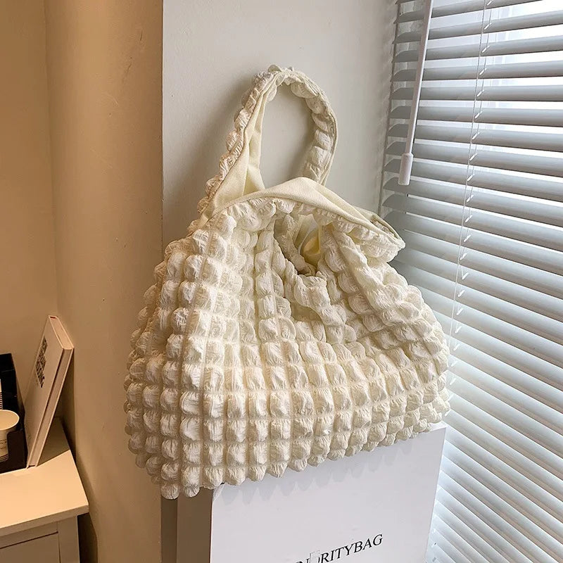 Soft Pleated Cloud Tote | Candy Color Large Capacity Shoulder Bag