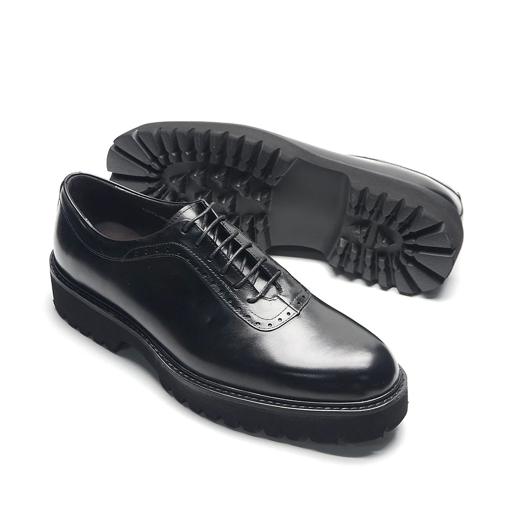 Designer Luxury Platform Oxfords for Men | Cow Suede Genuine Leather Black & Blue Casual Sneakers (Height Increasing) Luxegan