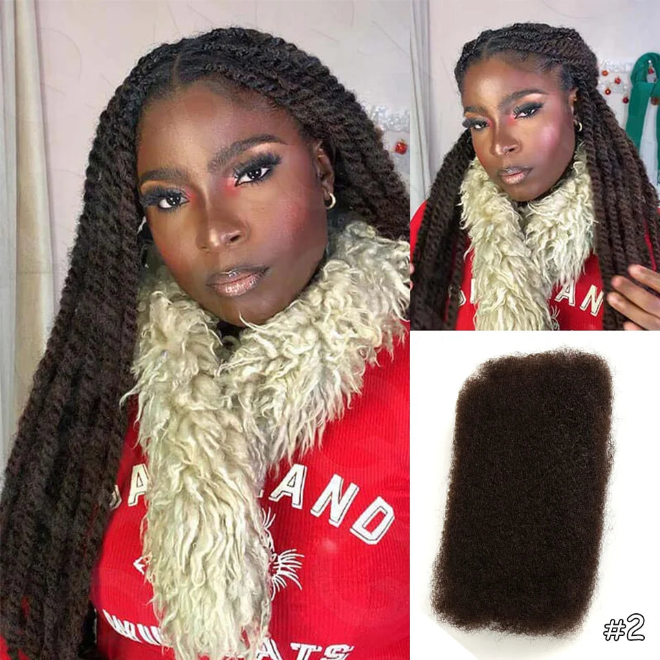 QVR Afro Kinky Curly Bulk Human Hair | No Attachment | Remy Hair | Natural Color | Dreadlock & Braiding Hair
