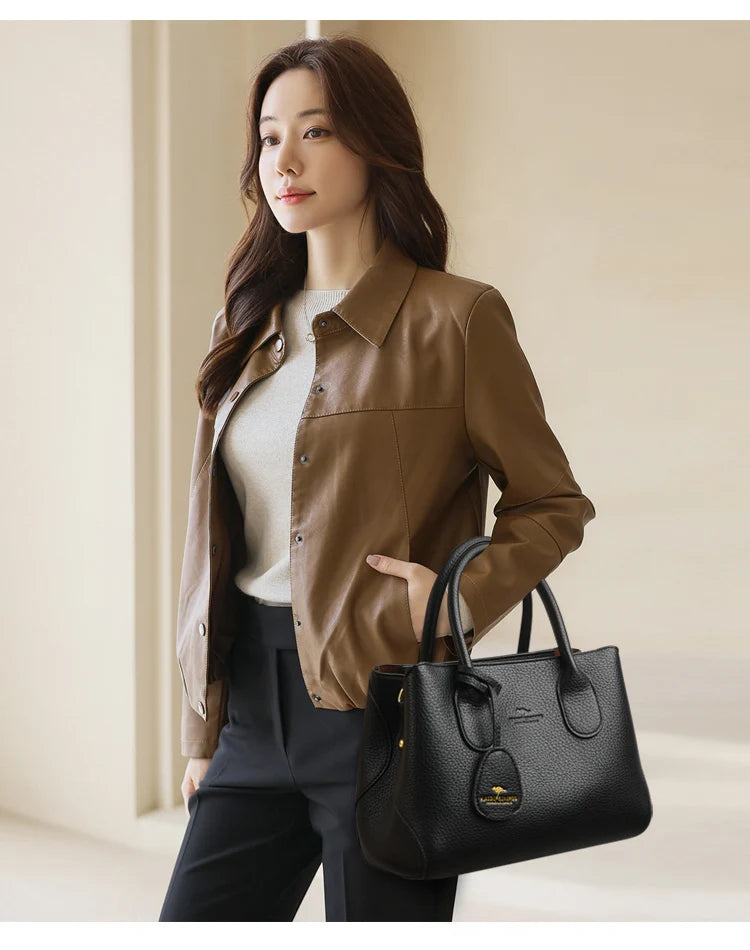 High-Quality PU Leather Women's Handbag | Luxury Shoulder & Crossbody Messenger Bag | Fashionable Multi-Layer Luxegan