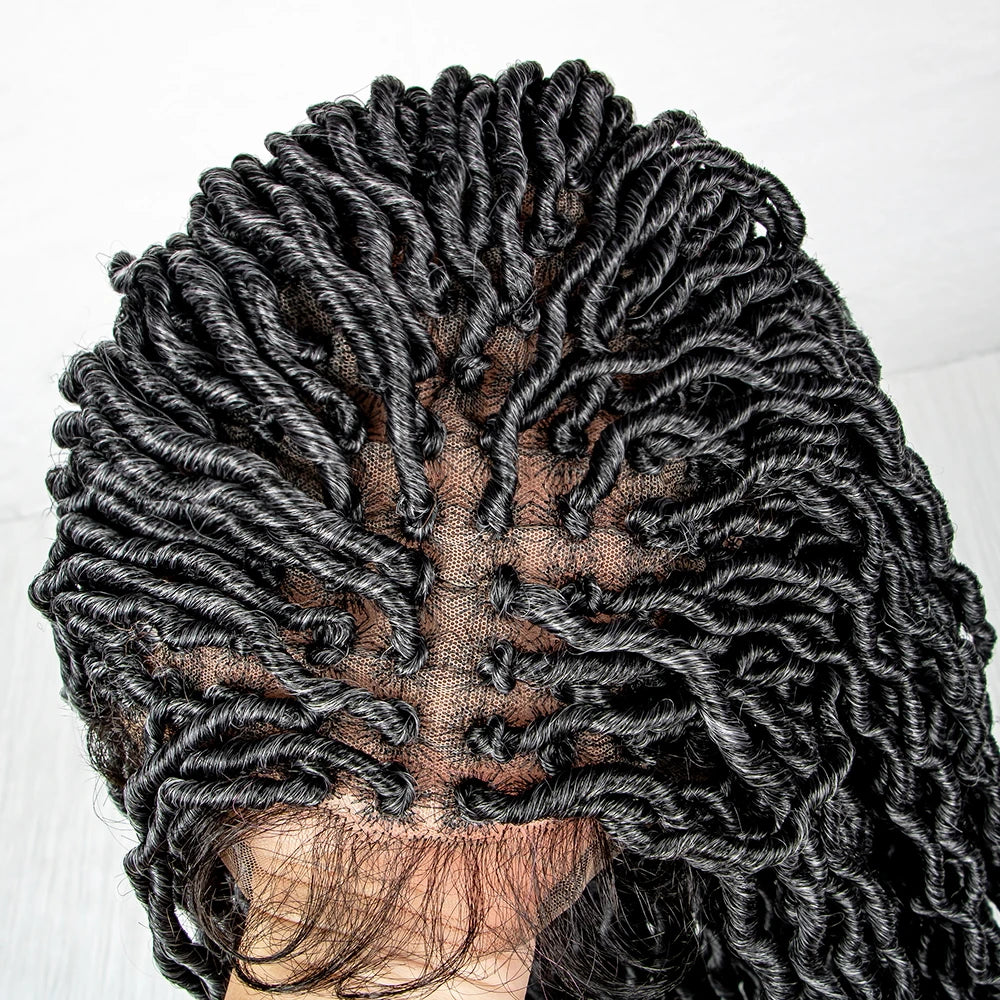 Colorful Dreadlocks & Water Wave Braids Wig | Lace Front | Baby Hair Luxegan