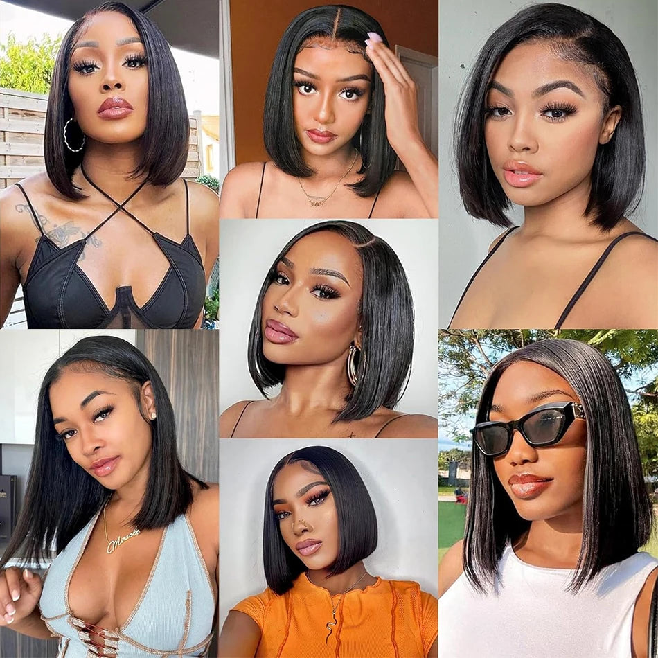 13x4 Glueless Short Bob Wig | Straight Brazilian Remy Hair | Ready to Wear