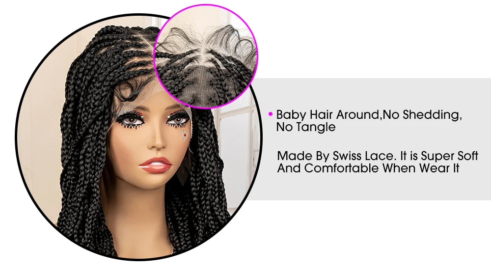 36" HD Full Lace Box Braided Wig | Ginger Color #350 | Lace Frontal Braids | Baby Hair | Synthetic Hair Wig