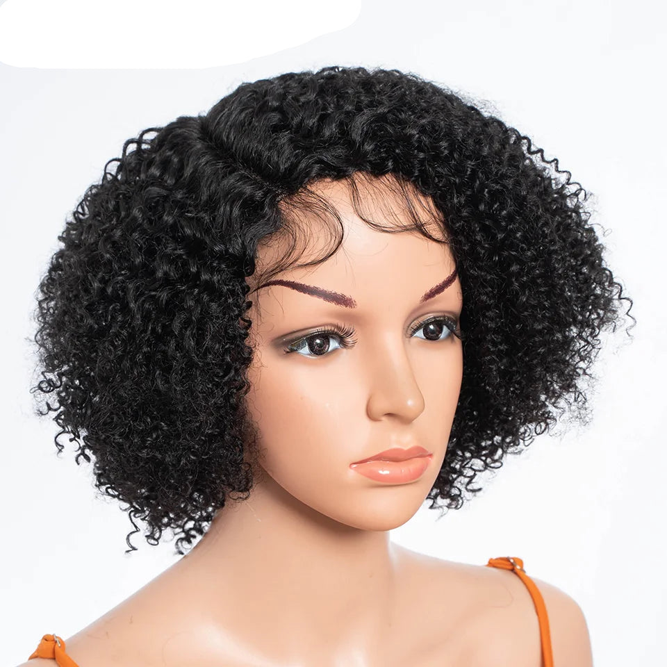 Ombre Honey 4/27 Afro Kinky Curly Bob Wig | Short Human Hair Lace Wig with Baby Hair Luxegan