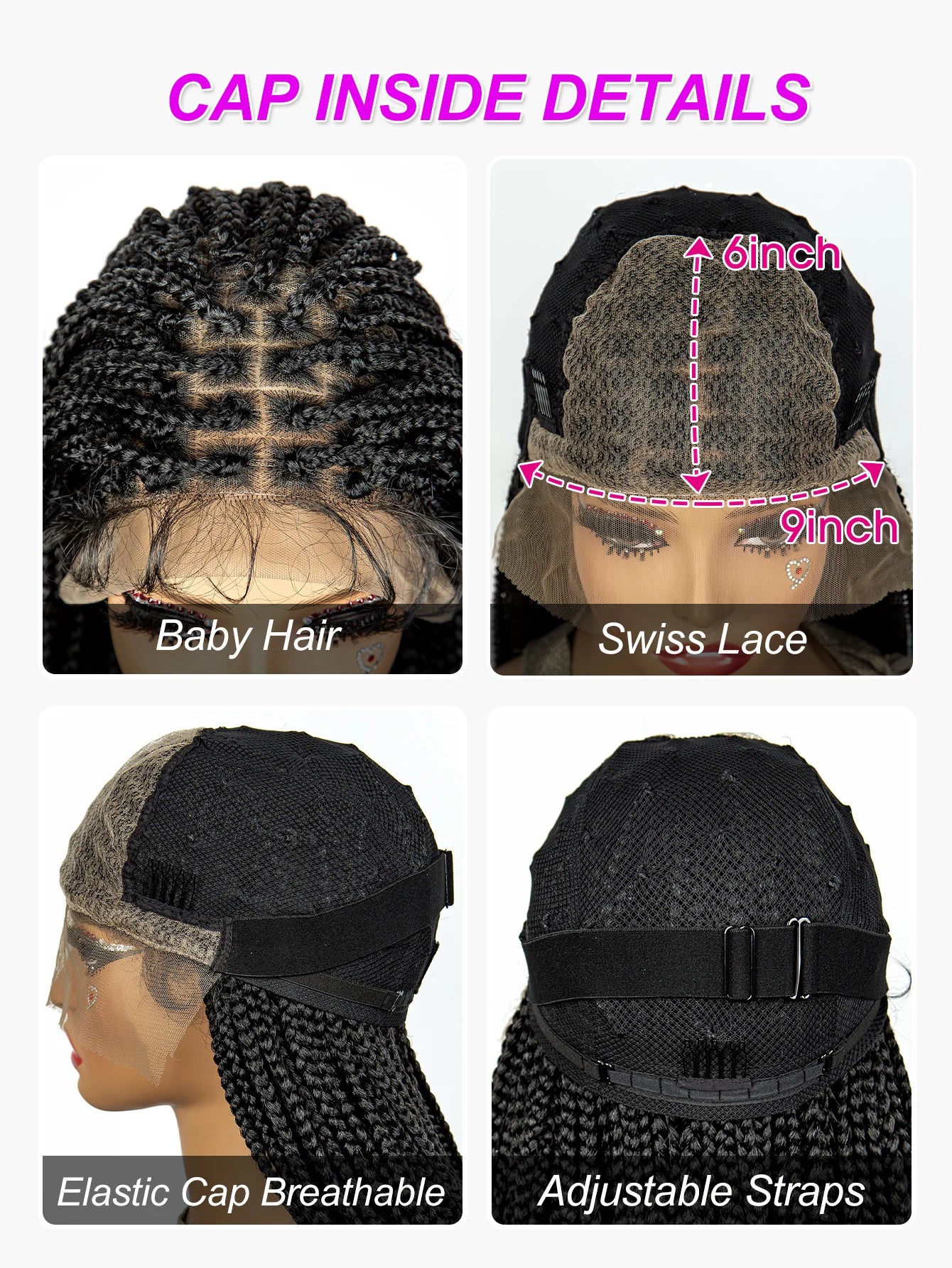 36" Deep Wave Dreadlocks Braided Wig | Lace Front | Baby Hair | Natural Look Luxegan