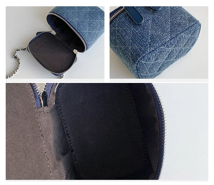 Mini Denim Crossbody Bags for Women | Lingge Chains Shoulder Bag & Fashion Brands Box Bag (Lipstick Coins Purses & Handbags) Luxegan