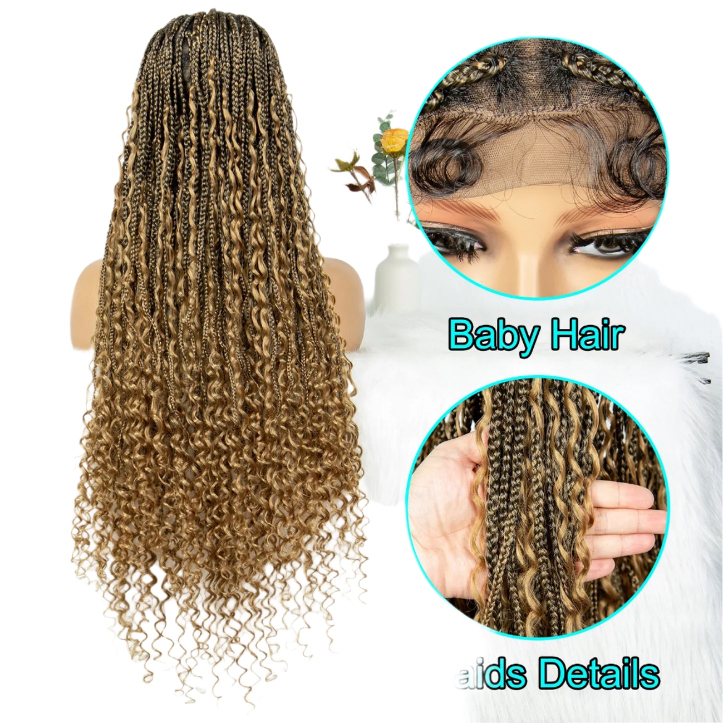 Boho Triangle Knotless Box Braids Wig | Full Lace | Baby Hair | KIMA Synthetic Luxegan