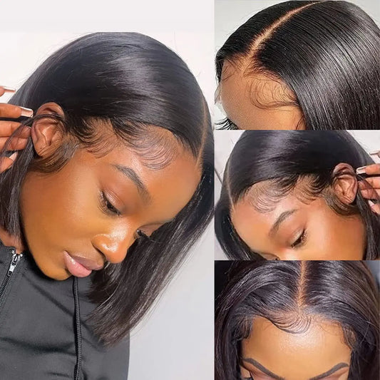 Short Straight Bob Lace Front Wig | 13x4 Brazilian Human Hair for Black Women (Pre-Plucked with Baby Hair) Luxegan