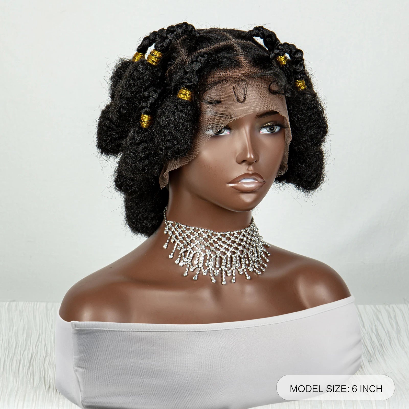 Handmade Bantu Knots Braided Wig | Short Knotless Braids | Full Lace Wig with Baby Hair | Synthetic Braiding Wig for Black Women