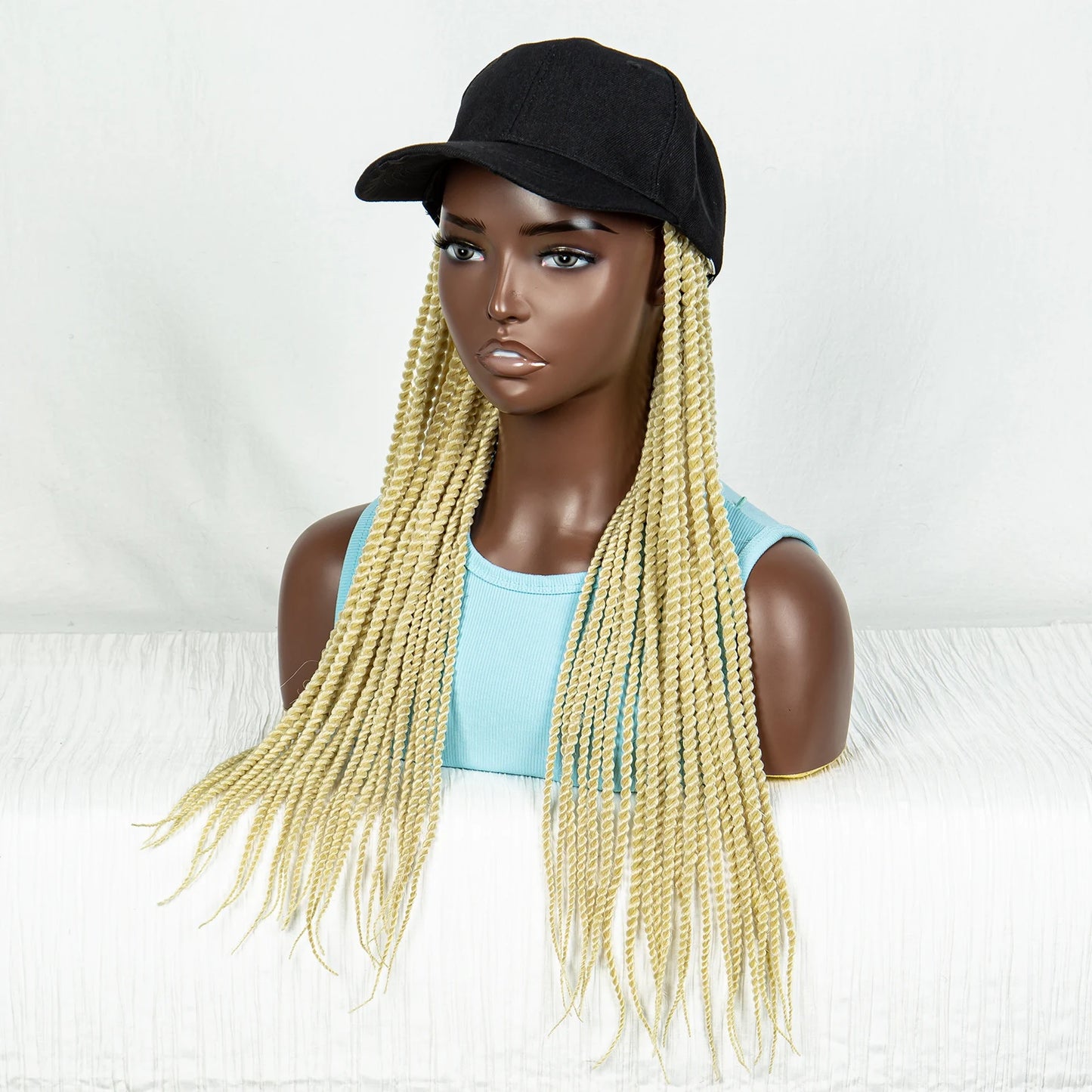 Braided Hat Wig with Twist Crochet Hair | Knotless Box Braids | Baseball Cap Luxegan