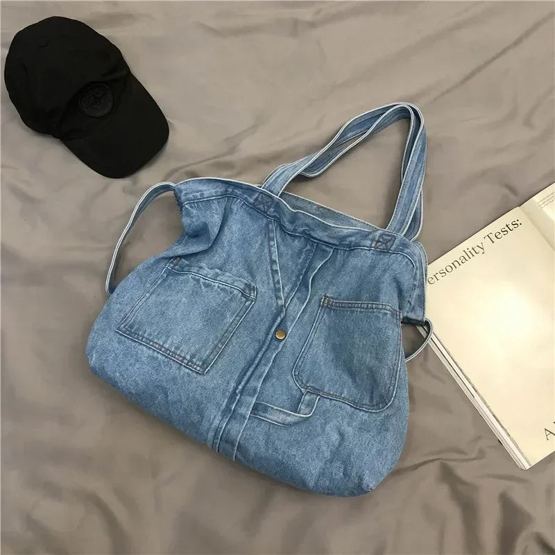 Casual Denim Tote Crossbody Bags for Women | Designer Jeans Shoulder Bag | Large Capacity Street Trend Luxury Handbag Luxegan