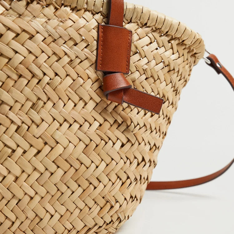Wicker Woven Basket Bag | Handmade Straw Tote & Shoulder Bag Luxegan