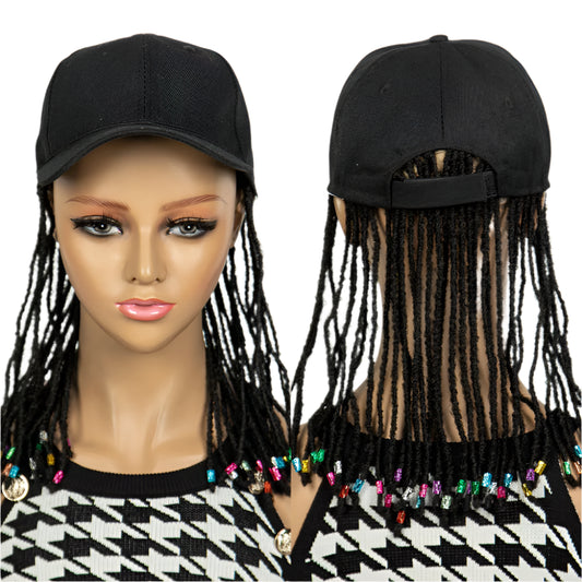 Braided Baseball Cap Wig | Adjustable Hat Wig | Afro Black Women & Girls Luxegan