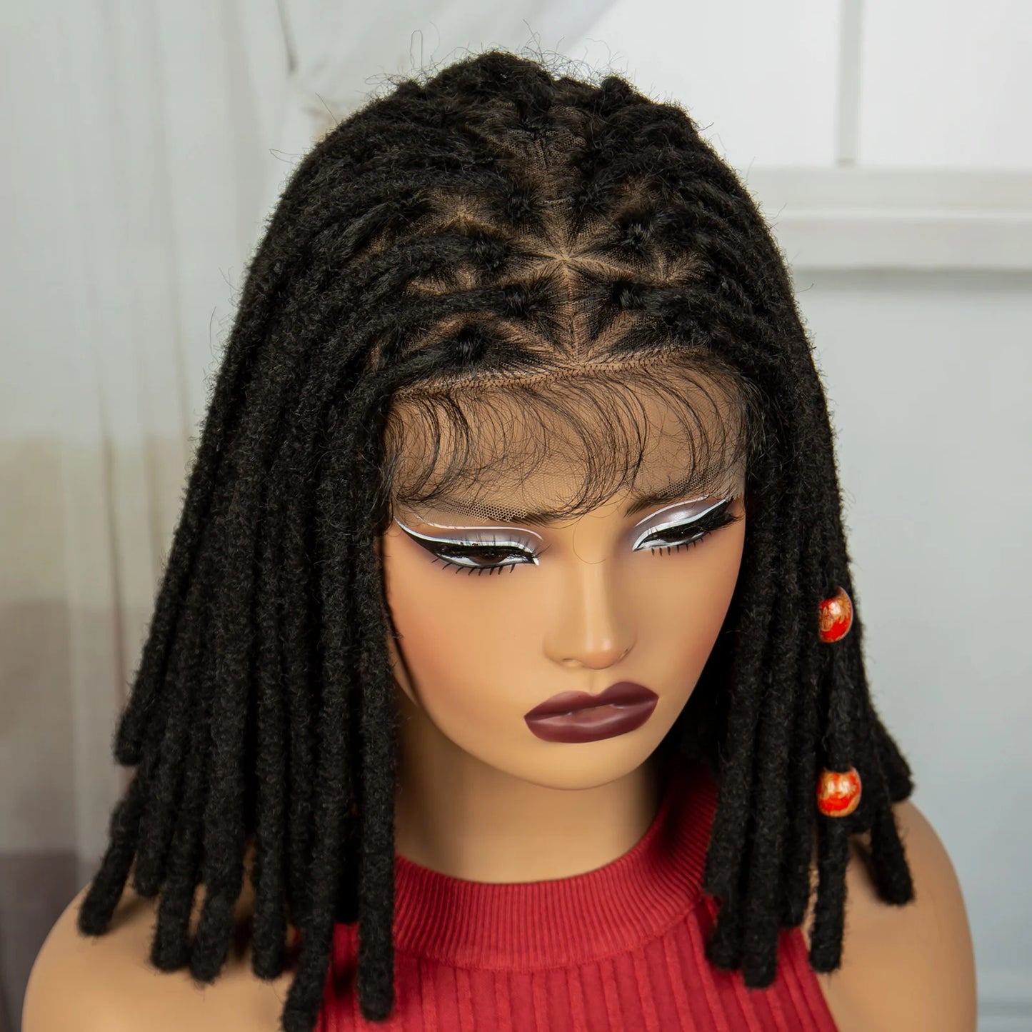 Orange Knotless Faux Locs Braided Wig | Full Lace | Baby Hair Luxegan