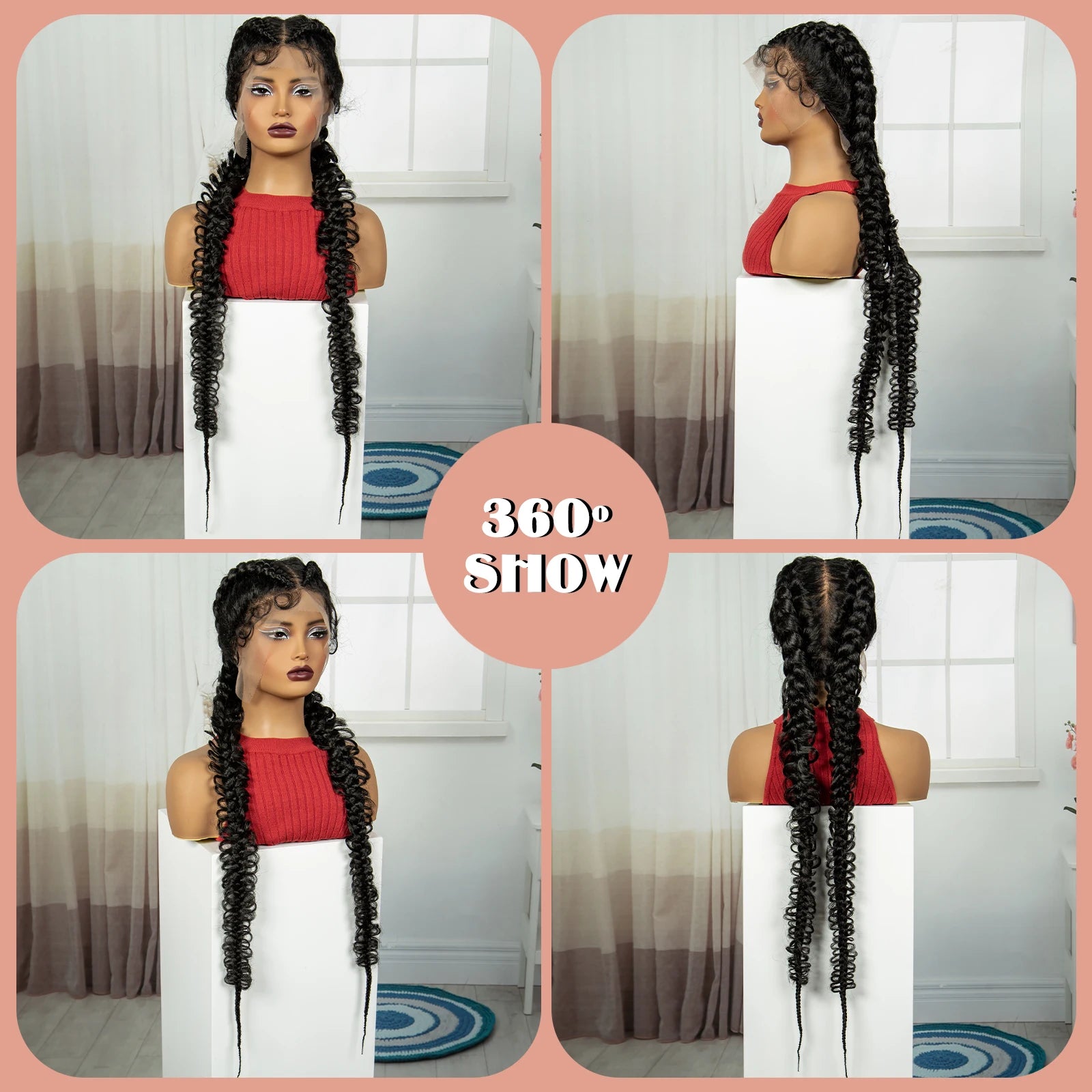 38" Knotless Twist Cornrow Braids Wig | Full Lace | Baby Hair Luxegan