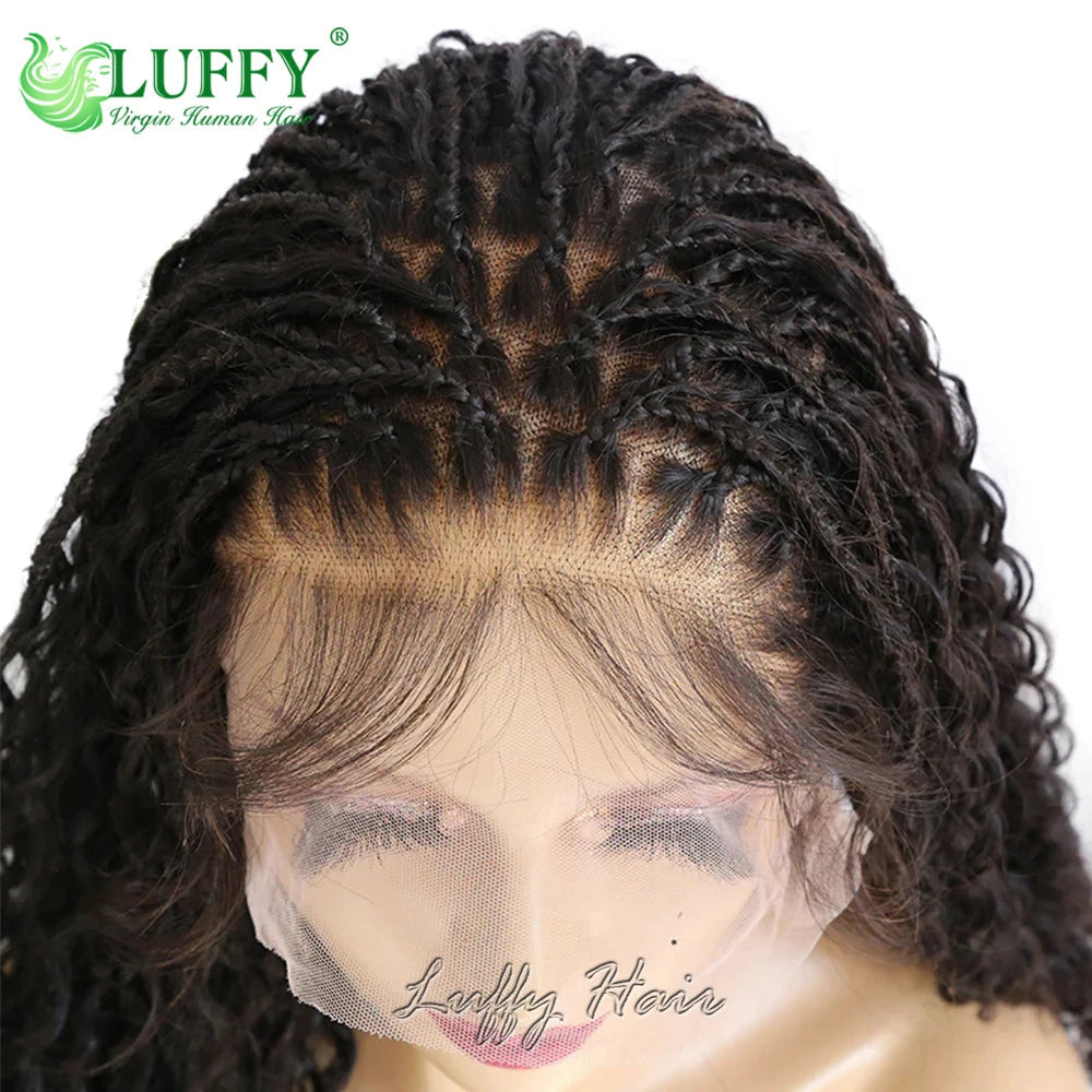 HD Full Lace Knotless Boho Box Braids Wig | Curly Ends | 300% Density | Human Hair | Pre-Plucked Luxegan