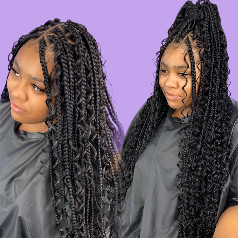 32" Blonde Goddess Locs Wig | Boho Braids & Curls | Full Lace Front | Baby Hair | Synthetic Hair