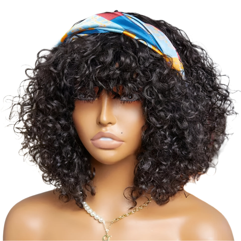 Ombre 99J & Blonde Jerry Curly Bob Wig with Bangs | Glueless "Wear to Go" Human Hair Luxegan