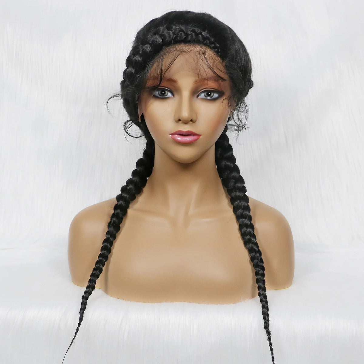 24" Dutch Cornrow Box Braid Wig | Lace Front Synthetic Wig with Baby Hair | Afro Wig for Black Women | High-Temp Fiber Luxegan