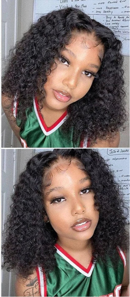 180% Density Deep Wave Bob Wig | Transparent Lace Front Human Hair Luxegan